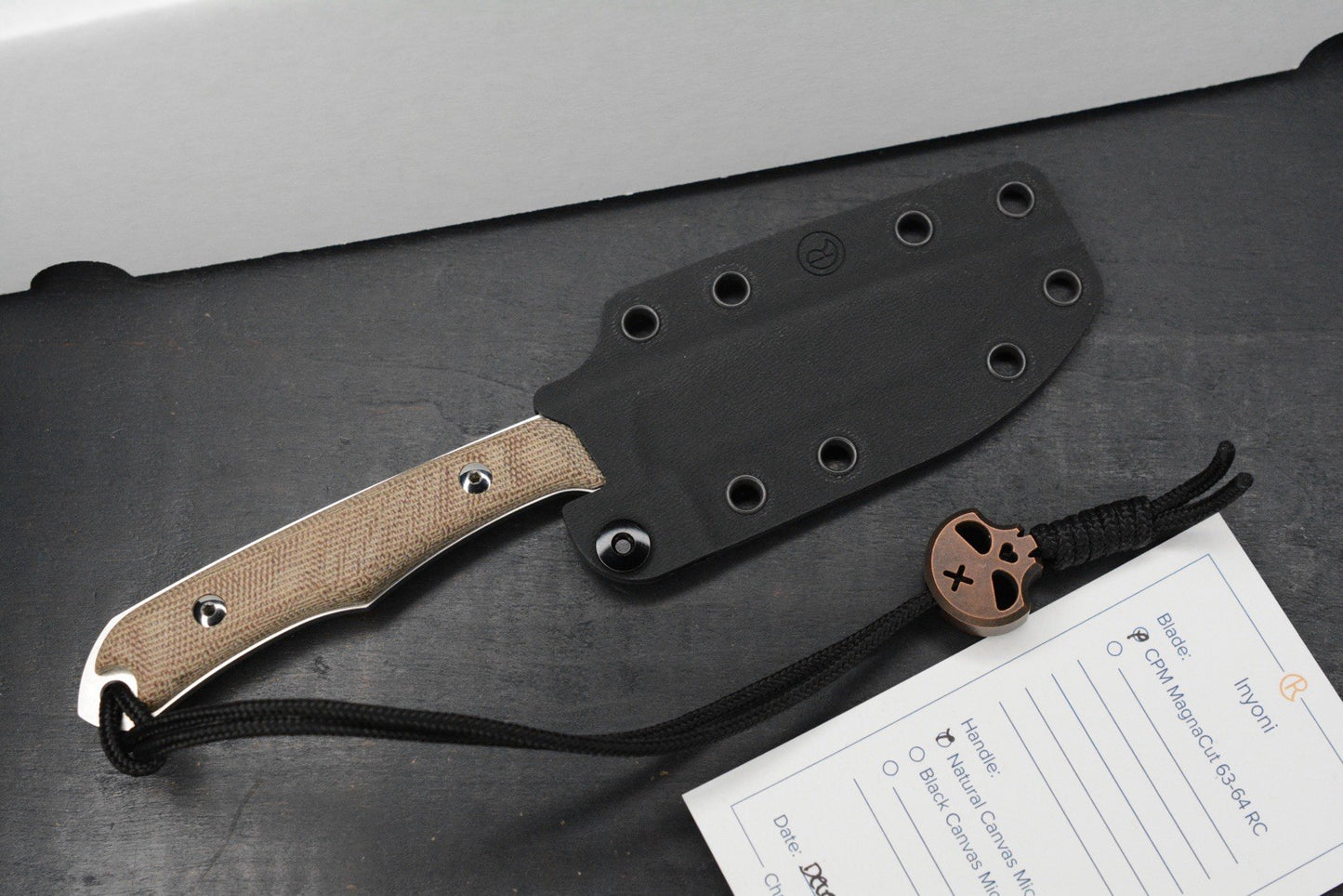 NEW Chris Reeve Inyoni Fixed Blade 3.78”Magnacut / Natural Micarta w/ Necro Bead