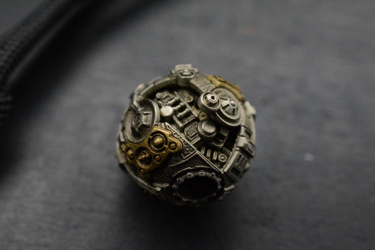 RARE Cyberpunk Mechanical Star Bead - Handmade Silver & Cupronickel Re Playge