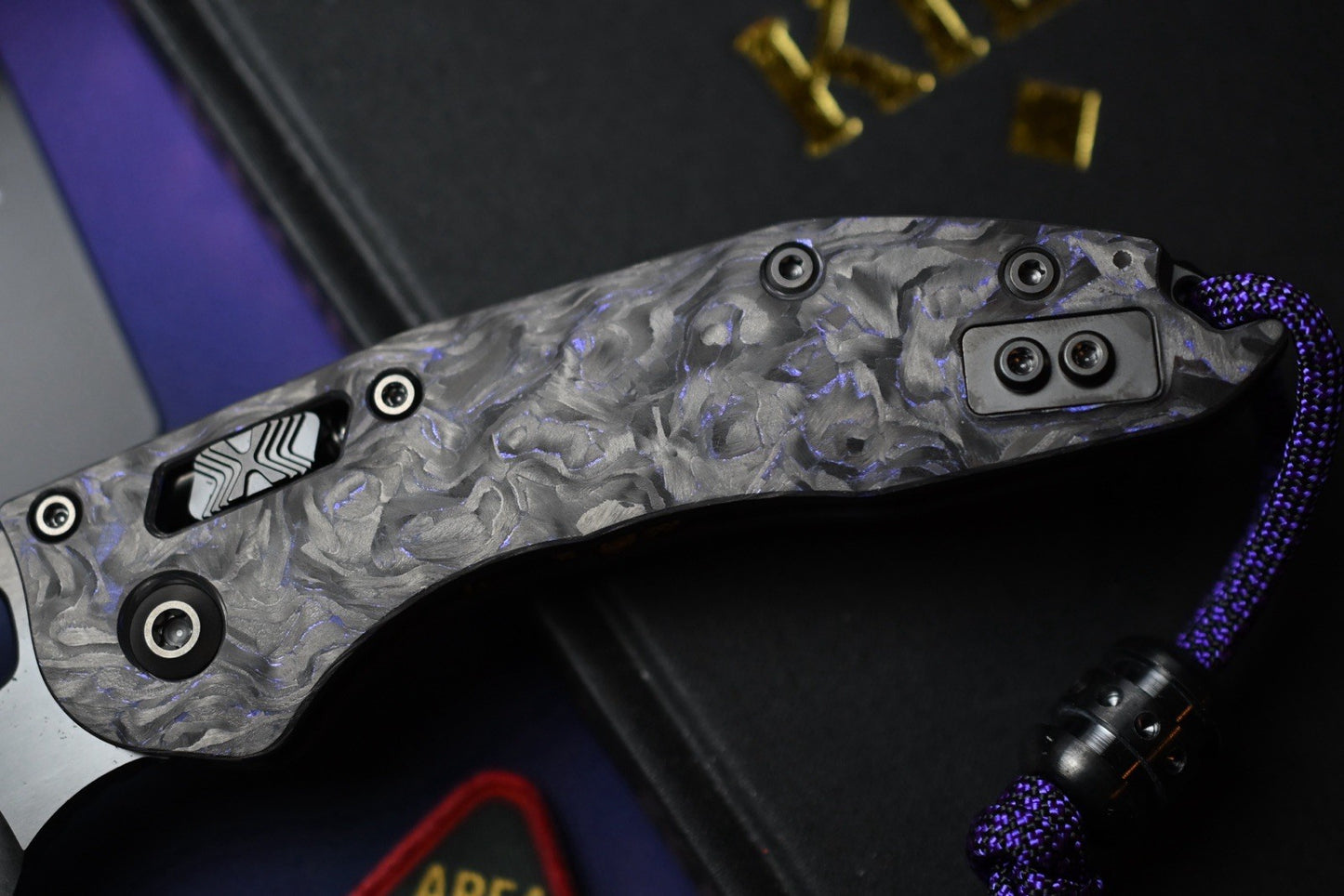 NEW Microtech Marfione Selects Stitch - Purple Haze CF / DLC w/ Zirc Bead