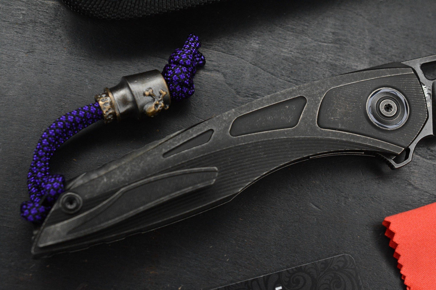 RARE Custom Knife Factory Sukhoi 5 Blackwash  w/ Crystalized Ti Backspacer /M398