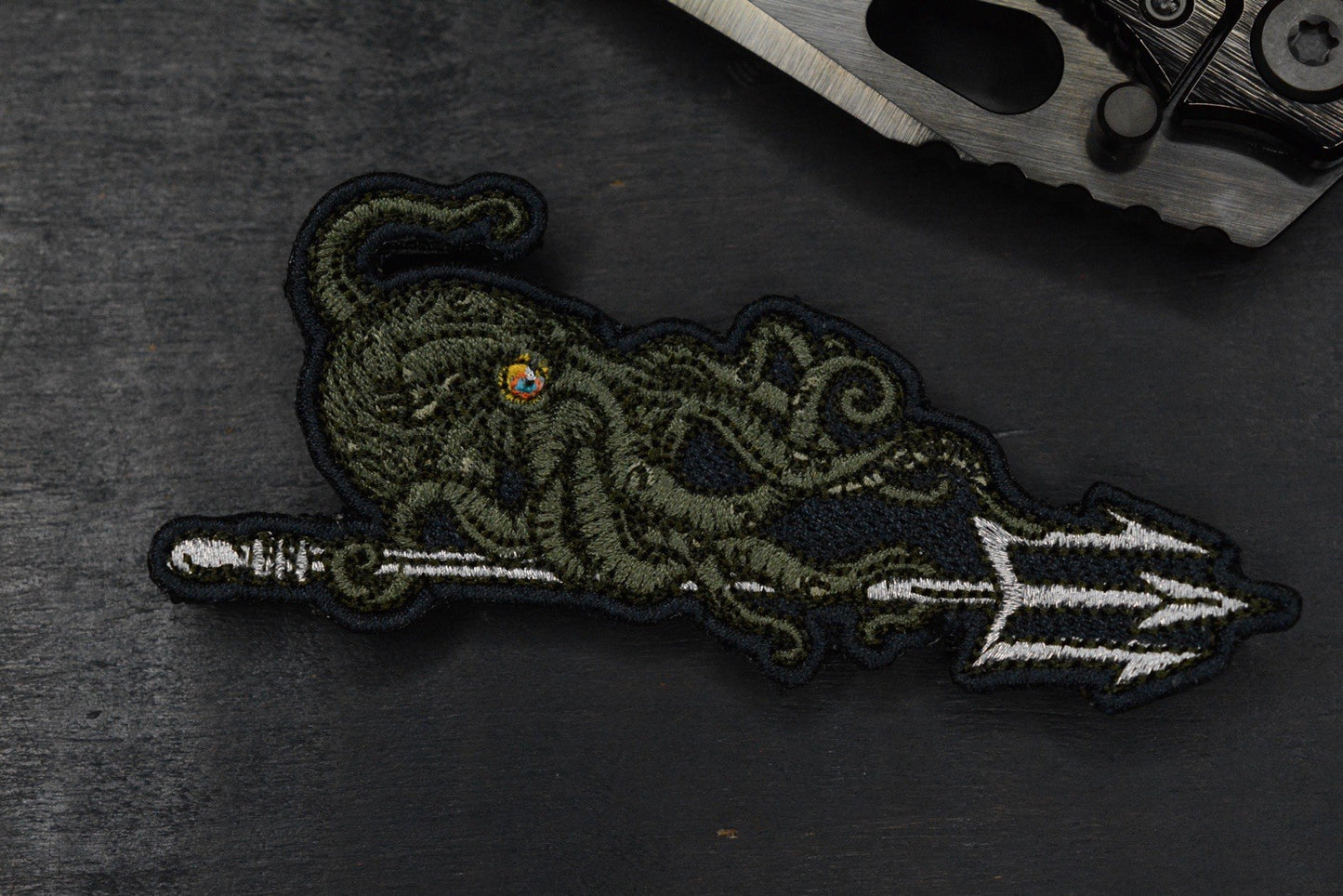 RARE Custom Knife Factory Rotten Evo 1.1 Barked Black DLC POLISHED w/ PDW Patch