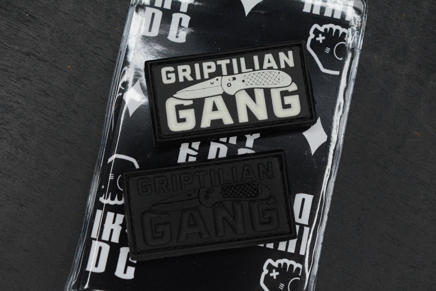 RARE INKY EDC - 2x Griptilian Gang Patch Set Black / White