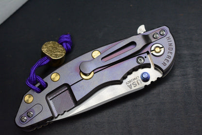 RARE Hinderer Spec Assembly XM-18 2-Tone/ Natural Micarta / Purple BB Brass Hdw