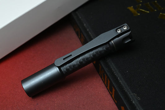 RARE Urban EDC Supply Pineapple Mini Flashlight - Black Oil Ti Chaos Seigahai