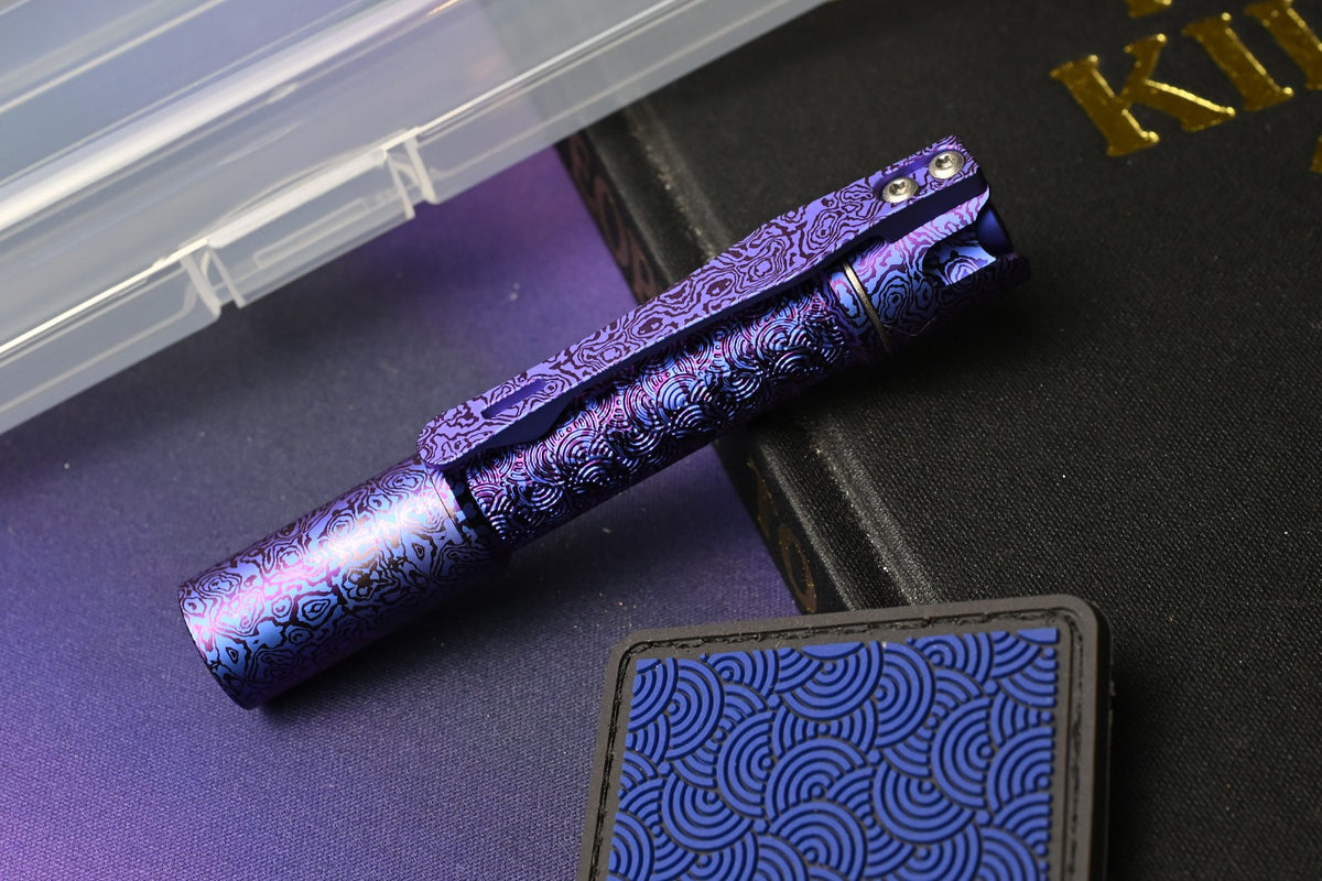 RARE Reylight x Urban EDC Pineapple Mini Flashlight - Purple Ti Seigahai Milled