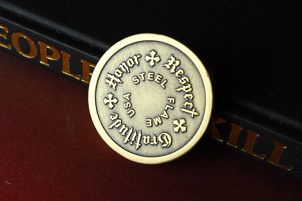 RARE Steel Flame XL Brass Challenge Coin 3oz - Lucifer / Hannah Engraved