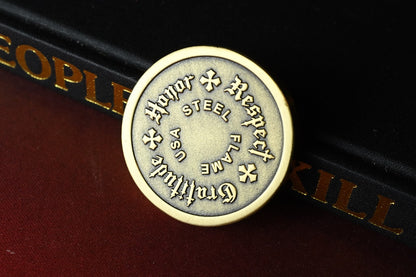 RARE Steel Flame XL Brass Challenge Coin 3oz - Lucifer / Hannah Engraved