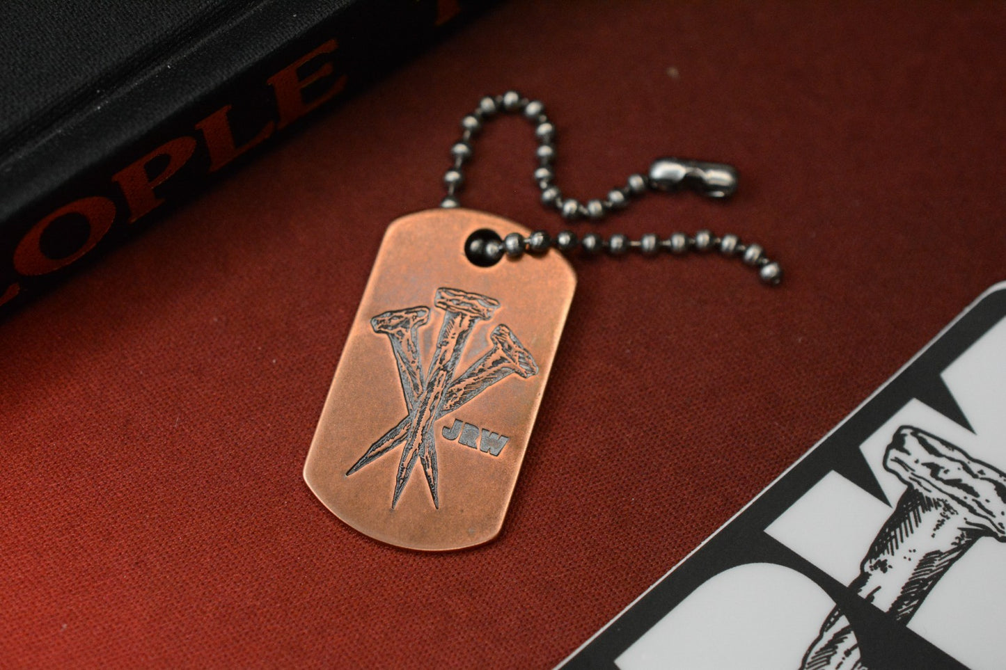 RARE JRW x Steel Flame Copper Nails Dog Tag Discontinued Highly Collectible