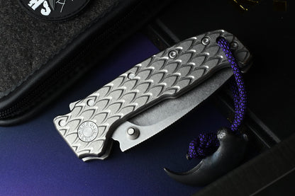 RARE Demko AD20 CXT Shark Lock Dragon Scale Ti / CPM3V Barong w/Dragon Claw Bead