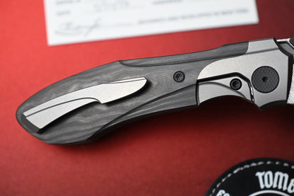 NEW Null Knives Voodoo Doll - Acid Wash Damasteel / Black Camo Carbon Fiber