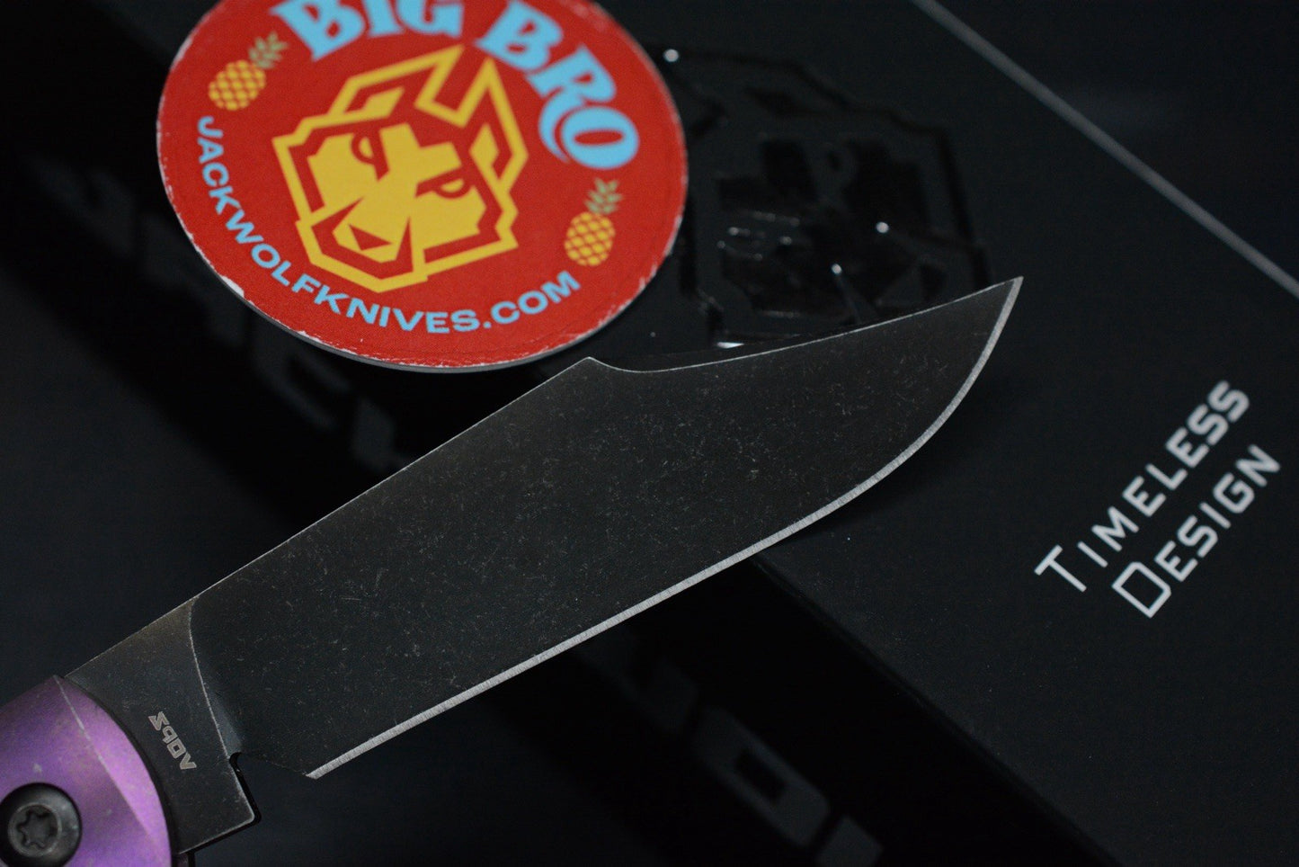 NEW Jack Wolf Big Bro Jack - Purple Titanium Cross Hatch w/ Leather Pouch EXC