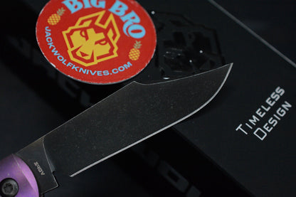 NEW Jack Wolf Big Bro Jack - Purple Titanium Cross Hatch w/ Leather Pouch EXC