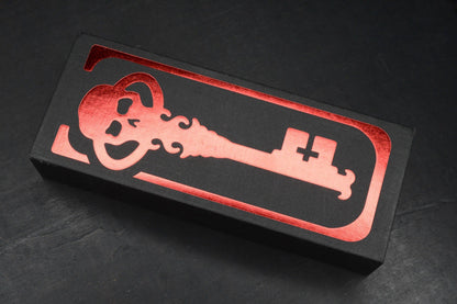 CUSTOM Chaves RCK9 Crusader Blade Show Exc Ti - Belt Satin DP M390 w/ Brass Bead