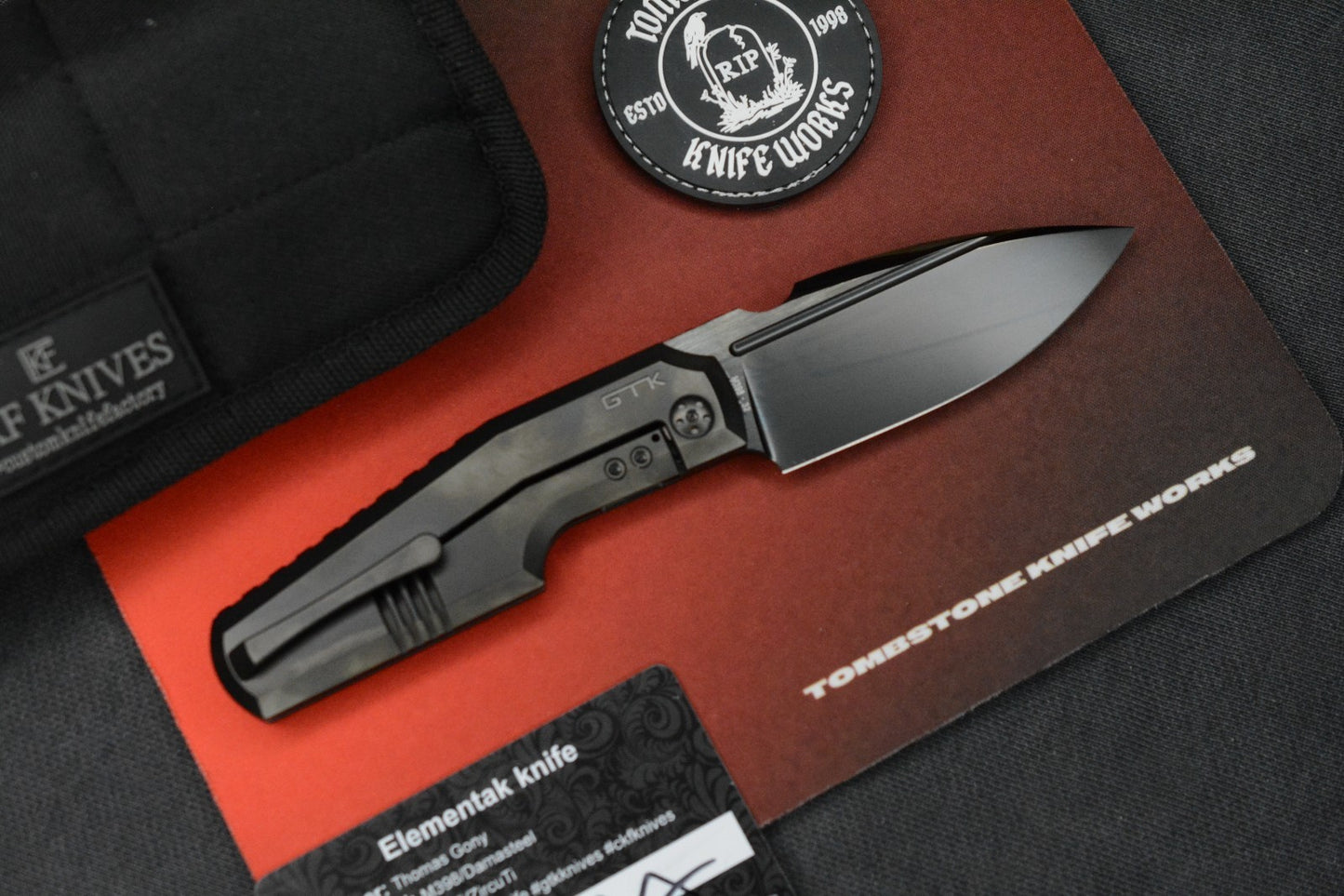 RARE+ Custom Knife Factory x GTK Elementak Black PVD / DLC M398 SN# 032