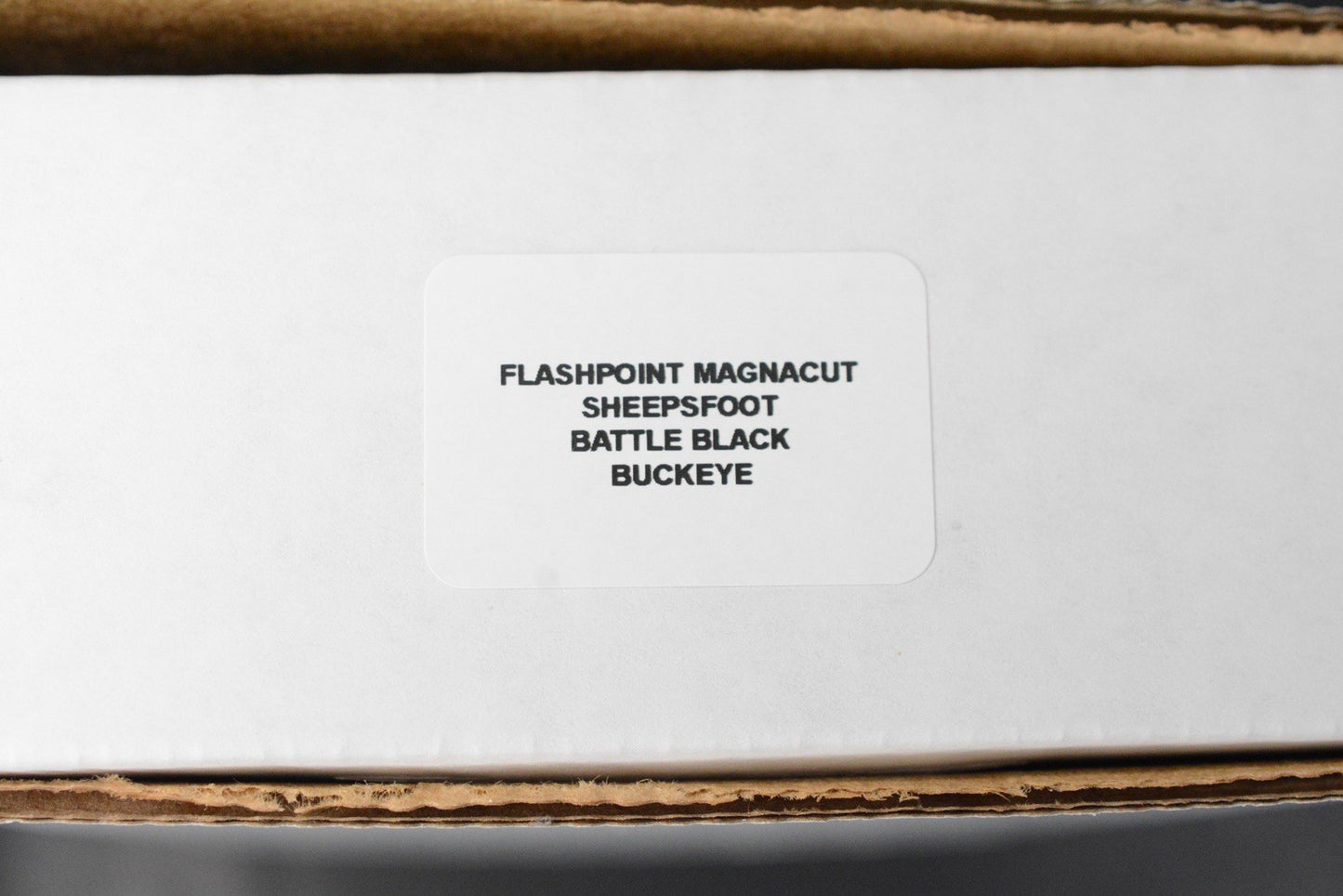 NEW Hinderer Flashpoint Magnacut Sheepsfoot Fixie - Battle Black Buckeye Handle