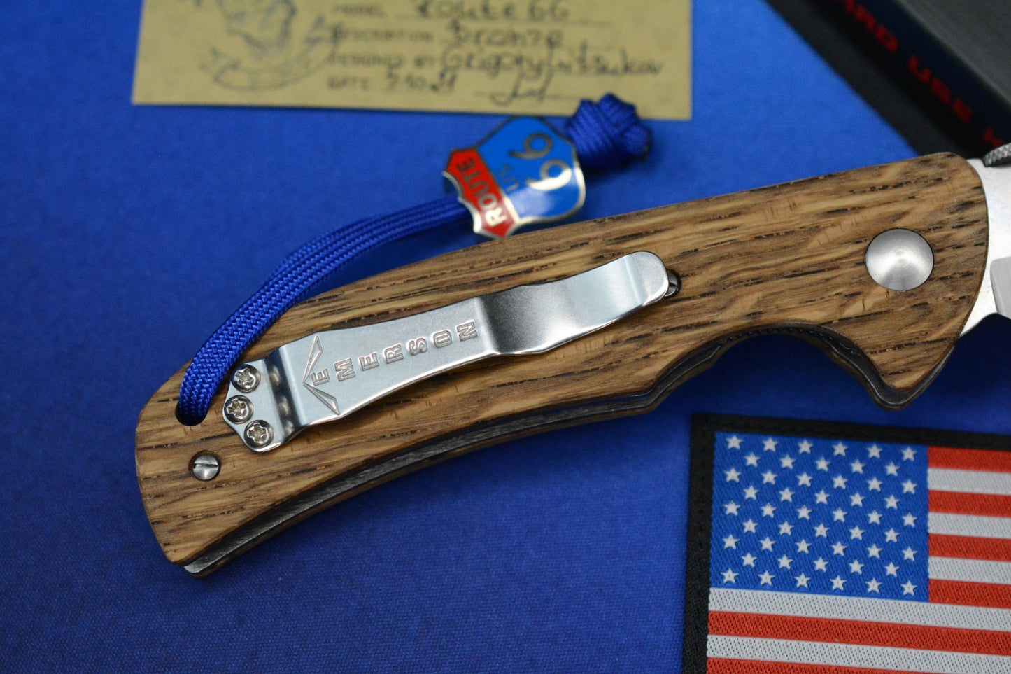 RARE Emerson Knives Liberty & Freedom - America 250 American Oak SN 37 of 50