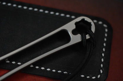 NEW Nice Guy Machine Co Japanese Cowboy Clipless Skeleton Ti Pry w/Sheath & Bead