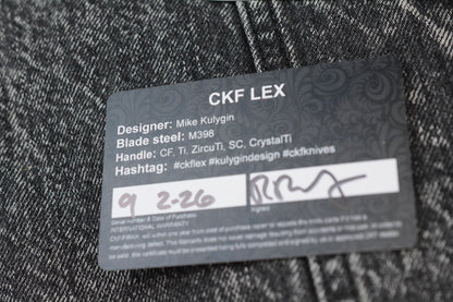 RARE Custom Knife Factory Lex - Blue CF Inlay / High Polish Black DLC M398 SN009