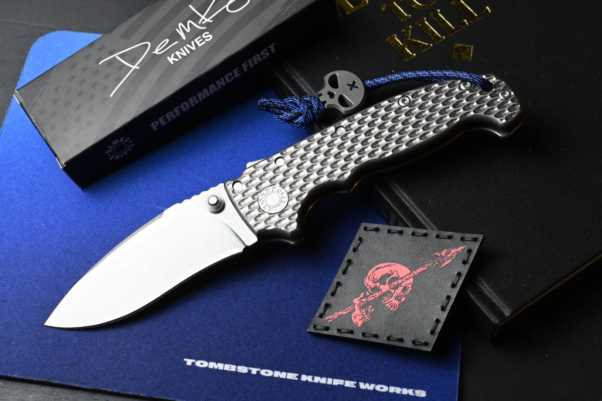 RARE Demko AD20 Kopis V2 Jigged Ti / CPM3V w/ Necro Bead & Patch