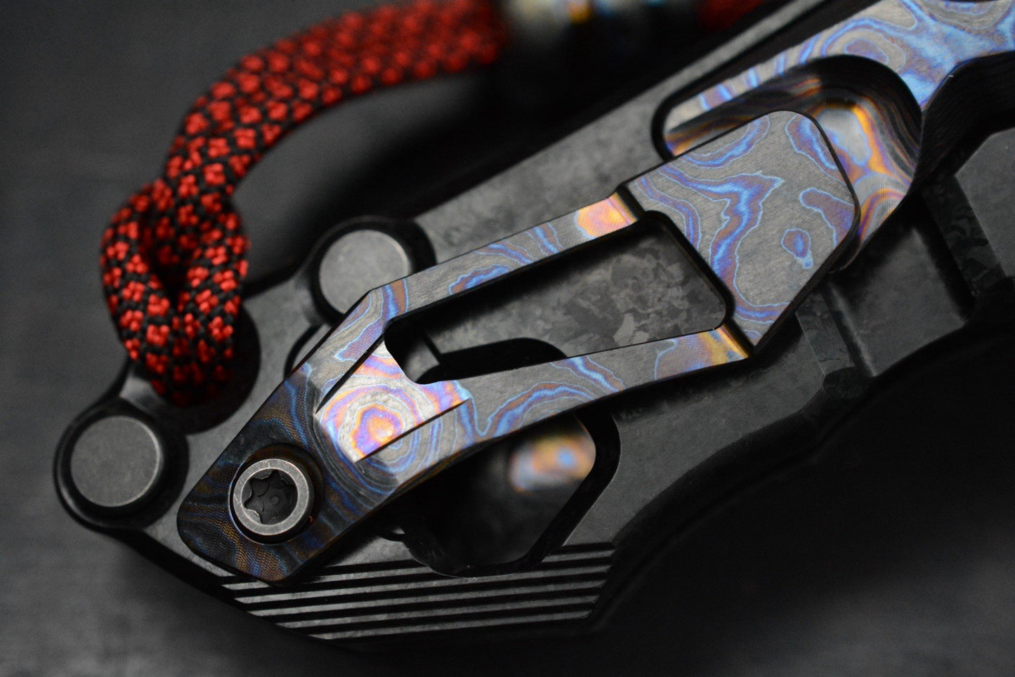 NEW Custom Knife Factory Traktor Crystalized Ti/ ZicuTi/ Copper/M390 w/ Ti2 Bead