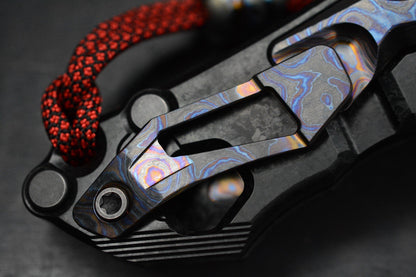NEW Custom Knife Factory Traktor Crystalized Ti/ ZicuTi/ Copper/M390 w/ Ti2 Bead
