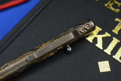 RARE Triple Aught Fellhoelter Ti-Bolt Custom Topo Brass Pen w/Skull TAD Patch