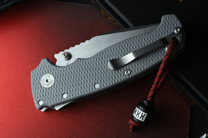 NEW Demko AD20 XXX Shark Lock - Grey G10 / CPM3V Stud Only w/ Poison Bead