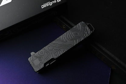 NEW Exceed Designs TiRant Razor V3 Frame Lock - Black PVD Topo / Laser Etched