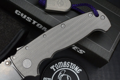 RARE Demko AD20 XL MagnaCut Drop Point / Textured Bead Blasted Ti w/ Tombstone