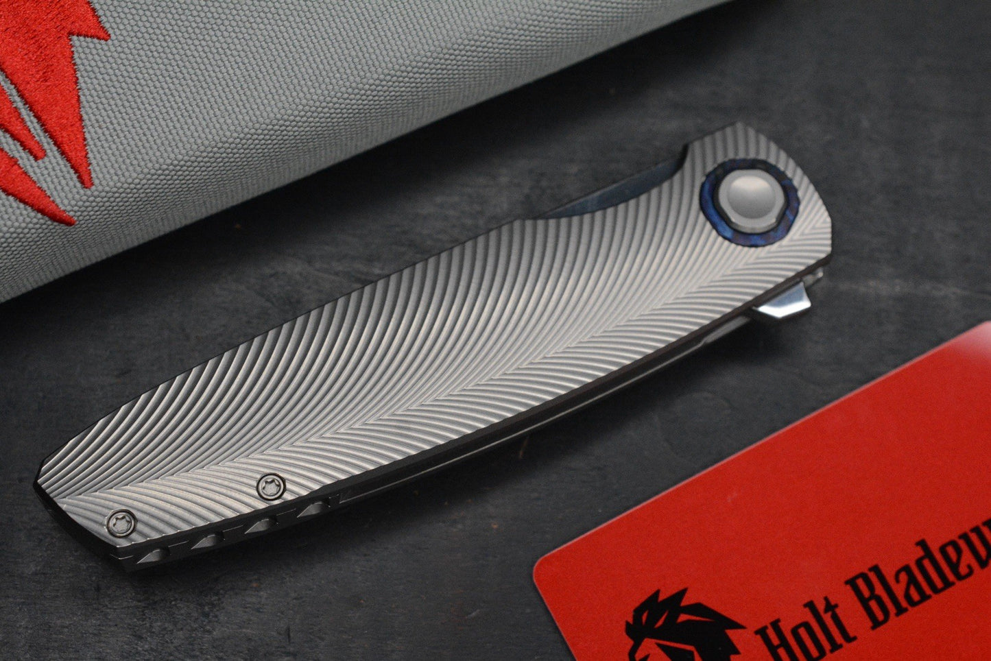 NEW Holt Outlaw Prestige Feather Texture /Near Mirror 4” M390/ Timascus Collars