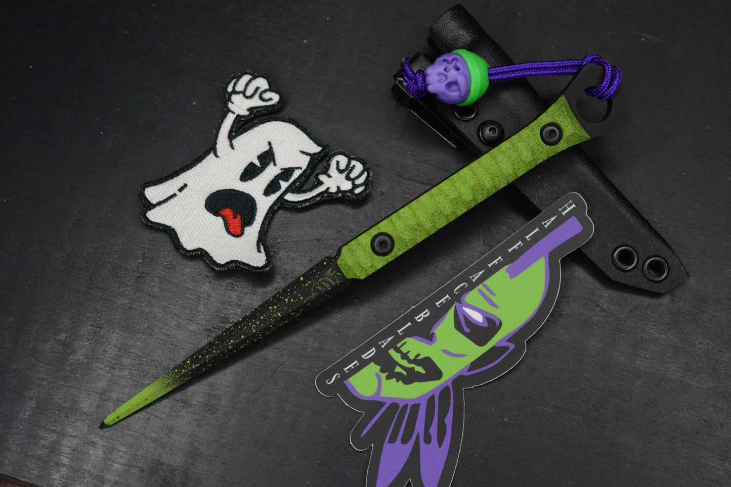 RARE Half Face Cardiac Spike Halloween SE Toxic Green w/Skull & PDW Patch