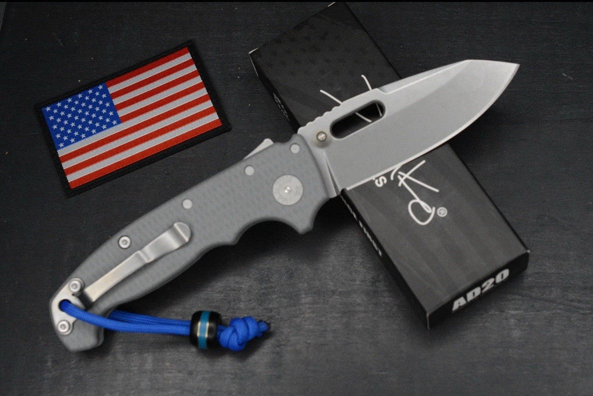 NEW Demko AD20 Whale Shark Thumb Slot MagnaCut Textured Grey G10 EXC