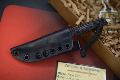 NEW JP Bladesmithing Fang EDC Fixed Blade - Mirkwood Texture Purple Haze Dymalux