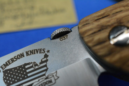 RARE Emerson Knives Liberty & Freedom - America 250 American Oak SN 37 of 50