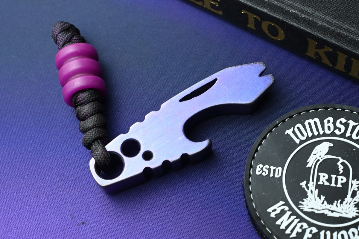 CUSTOM Koch Tools Cap Lifter - Purple Titanium Engraved w/ Scoopy Loops Bead