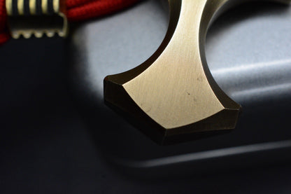 RARE Ostap Hel Knives Mjolnir II Antique Bronze Bottle Opener Tool w/ Brass Bead