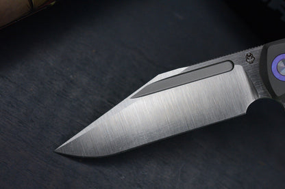 NEW Jack Wolf Knives Scuffle Flipper Crystallized Blurple Ti - Clip Point S90V