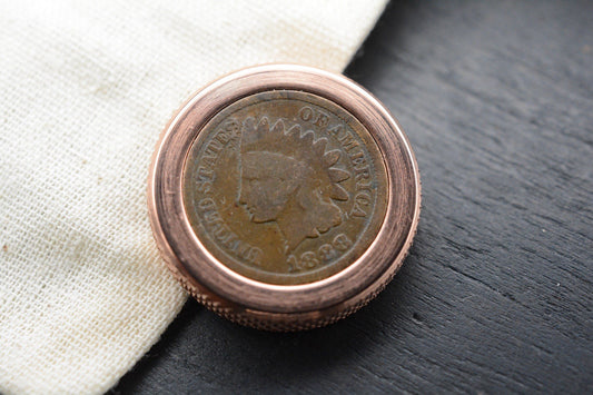 CUSTOM Spinner Top - Nurled Copper / Buffalo Nickel Inlay USA MADE