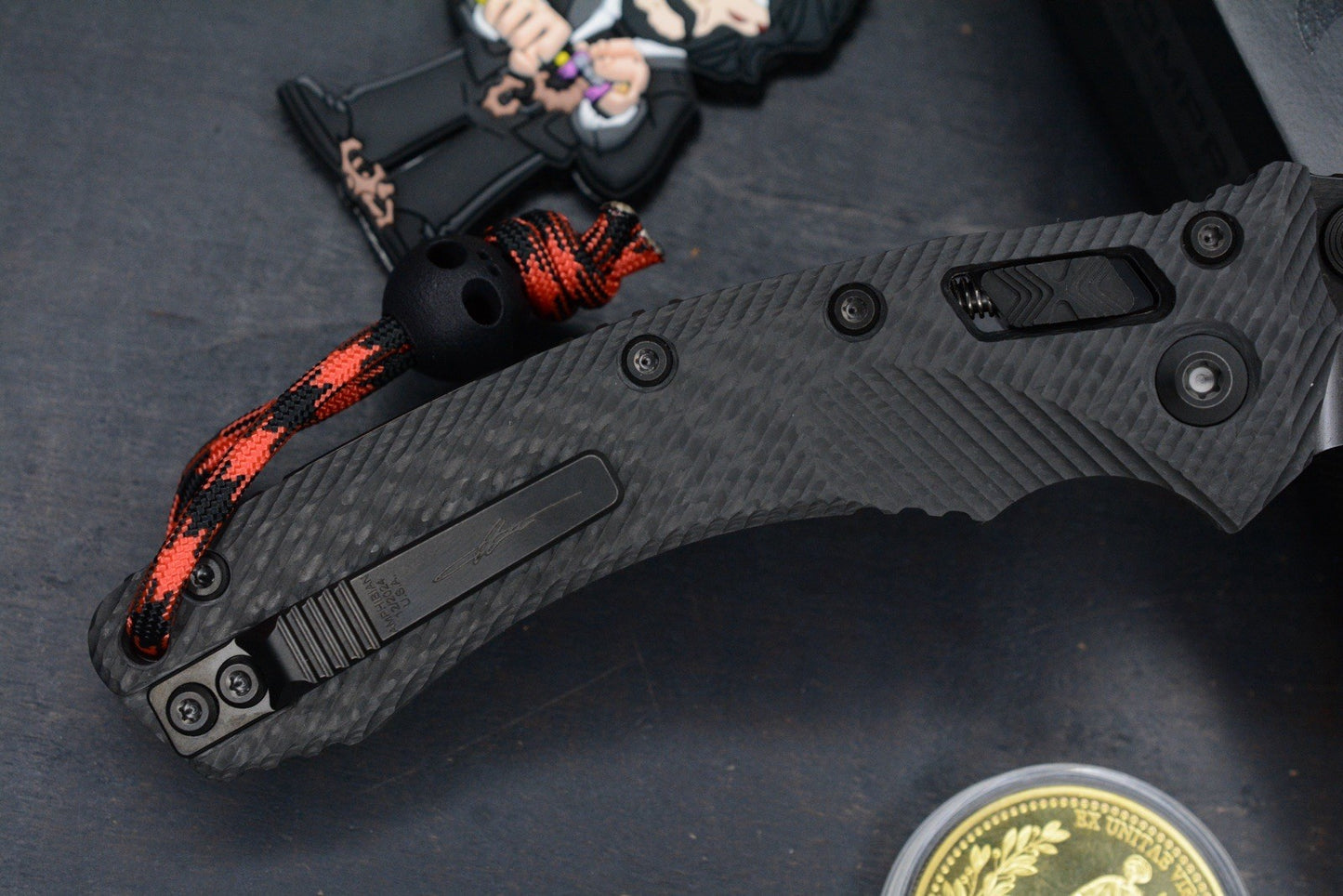 NEW Microtech Amphibian Ram Lok CF DLC Sig Series w/ Playge Bead & Wick Pack
