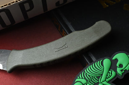 RARE Ed’s Manifesto & Kopis Designs Sneakreaper Elvia Field Knife Green /Polish