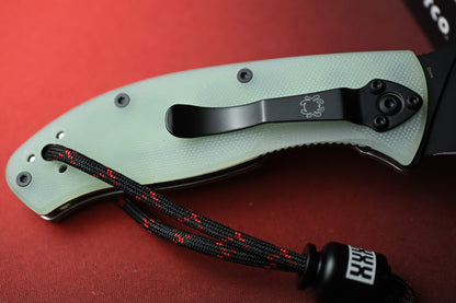 RARE Spyderco BHQ EXC Tenacious - Natural G10 / Black DLC Tanto w/ Poison Bead