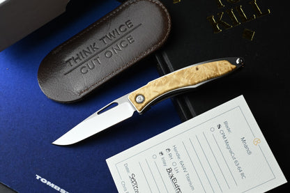 NEW Chris Reeve Mnandi - Box Elder Wood Inlay / Magnacut DP w/ Leather Sheath