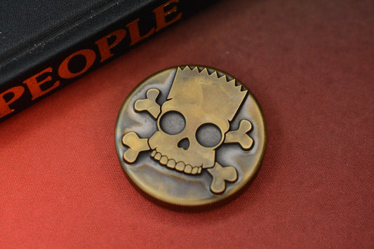 RARE Metal Style Bart Simpson Ay Carumba Brass Worry Coin Re Playge Microtech