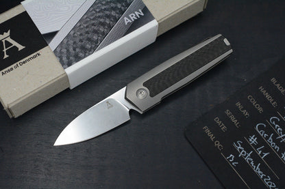 NEW ANSO ARN Grey/ Satin Ti Hdw w/ Carbon Fiber Inlay RWL34 SN 41 Re Microtech
