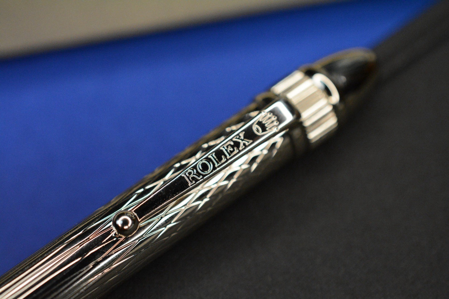 RARE Rolex Silver Diamond Ballpoint Pen w/ Original Packaging