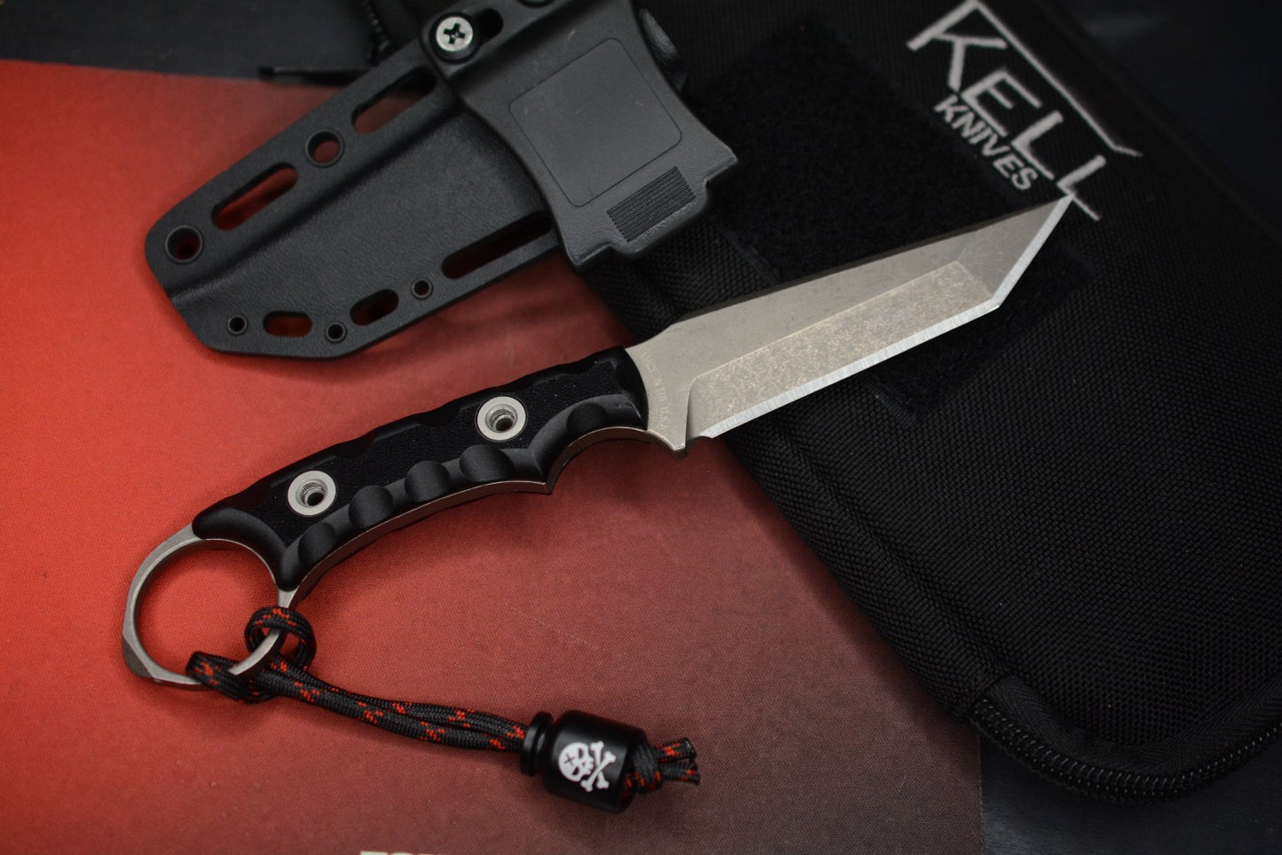 NEW TKell Knives Nighthawk Battlelock Black / Recon Distressed w/ Poison Bead