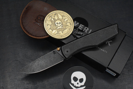 NEW Pete’s Pirate Life PPK Overlook Kinfe & Coin - M390 / Black Acid Wash Ti