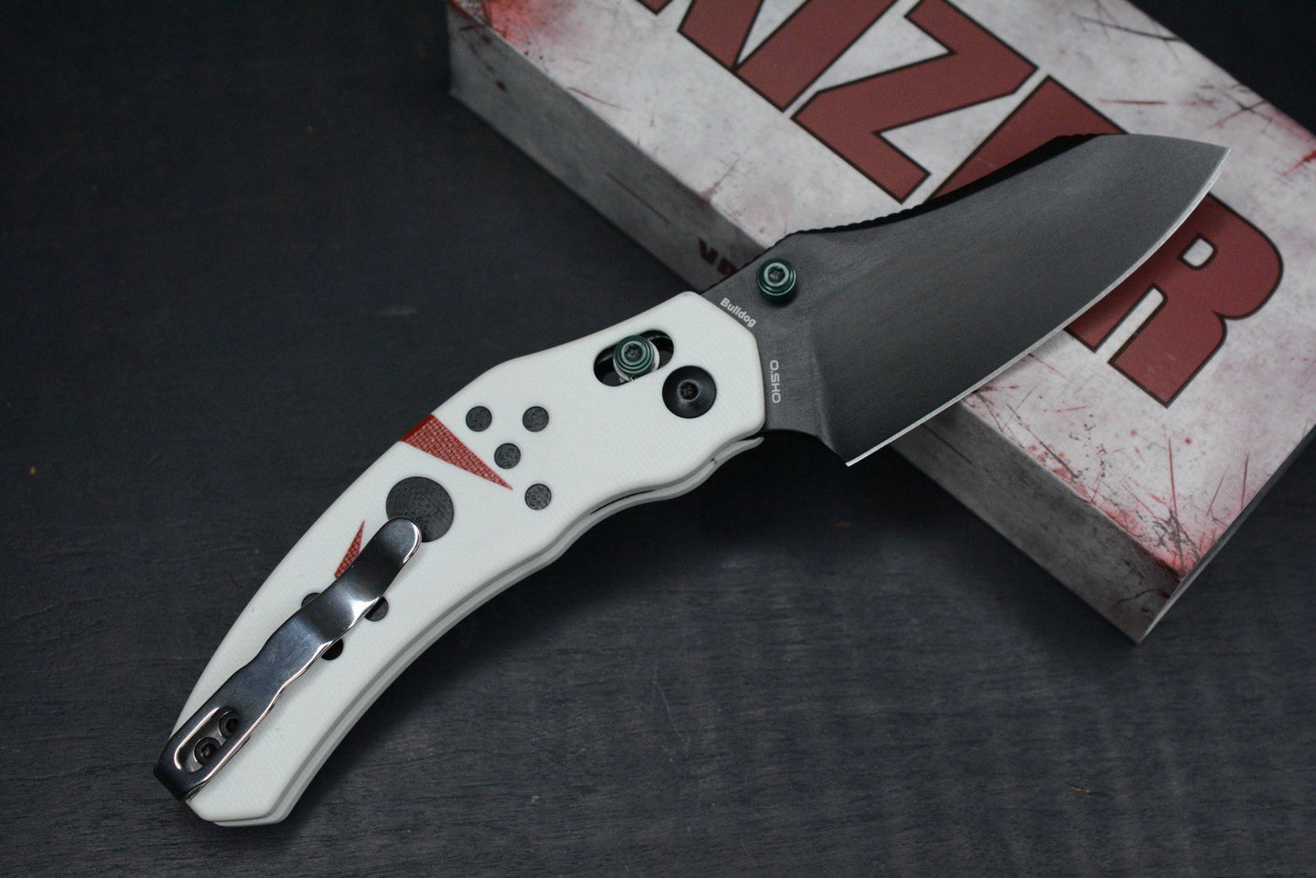NEW Kizer Knives Bulldog “Jason” White G-10 - Halloween Special Edition EXC