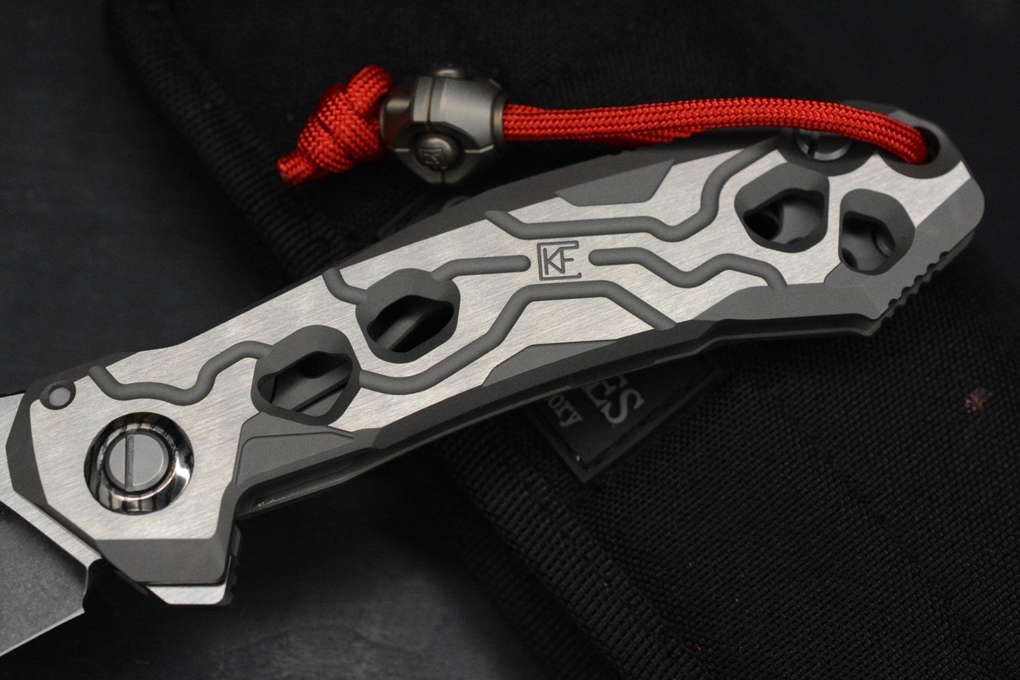 NEW Custom Knife Factory T-25 Milled Ti Scales/ Two Tone M398 Blade w/CH Bead