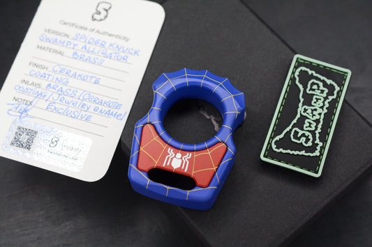 RARE SWAMP EDC Swampy Alligator Spider-Man SN Red/ Blue Cera Brass Re Microtech